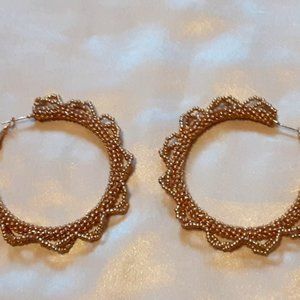 Gold Beaded Hoop Earrings